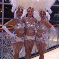 Crystal Showgirls                  These stunning costumes are the perfect way to make an impression! They are gorgeous! Showgirls are available for meet and greet, photo ops, welcoming guests and much more!